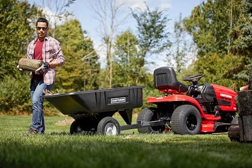 CRAFTSMAN 46" Automatic Gas Riding Lawn Mower with 18.5 HP* Briggs and Stratton Single-Cylinder Engine, Gas Lawn Tractor with Foot Pedal Control, Red/Black