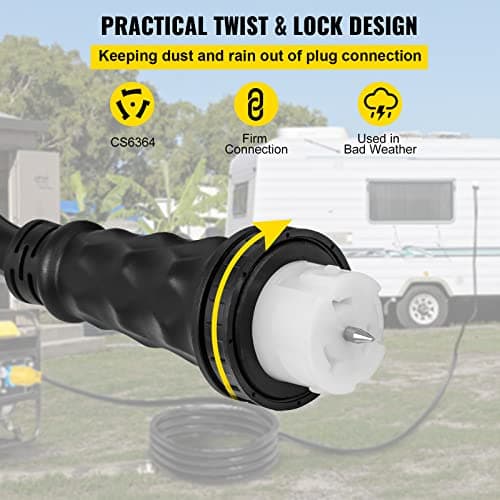 Vevor 75Ft 50 Amp Generator Extension Cord 4 Wire 8 Gauge Generator Cord 125V 250V Generator Power Cord N14-50P & SS2-50R & CS6364 Twist Lock Connectors : Everything Else
