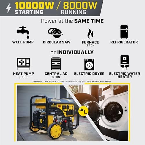 Champion Power Equipment 10,000-Watt Wireless Remote Start Home Backup Portable Generator with CO Shield