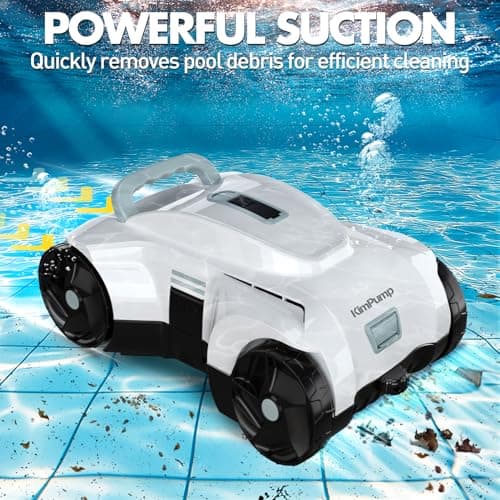 Automatic Pool Vacuum Robot, Cordless Robotic Pool Cleaner for Inground Pools, Pool Vacuum Cleaner Automatically Removes Debris Underwater, 90-120Min Runtime, Ideal for Flat Above Ground Pools