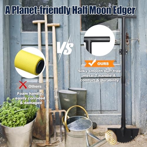 Professional Edger Lawn Tool – 36 inch Heavy Duty Stainless Steel Weed Cutter Tool with Ergonomic Metal Handle – Perfect for Garden, Yard Landscaping, and Turf Trimming, Black