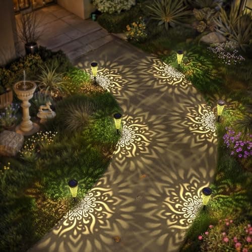 6 Pack Solar Lights Outdoor Garden Decorative with Warm Light Waterproof Pathway Landscape Lights for Path Patio Backyard Walkway Yard Garden Decor (Black, 6Pcs)