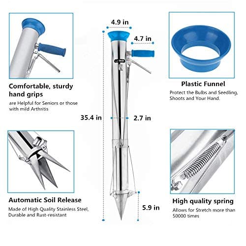 Long Handled Bulb Planter Tools and Vegetable Seedling Tool Manual Plant Transplanter Bulb Planter