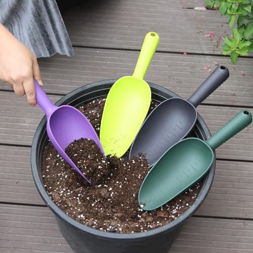Angoily Garden Shovel, 5PCS Shovels for Digging with Mark, Plastic Soil Scoop Colorful Soil Shovel Trowel Garden Tool, Gardening Shovel, Hand Shovel, Cultivating Planting Shovel Gardening Tool
