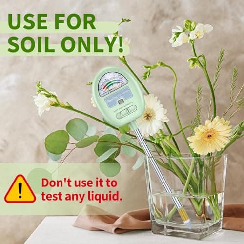 Soil Moisture Meter, 4-in-1 Moisture Meter for Plants, Tester for Moist, Light,Nutrients, pH, Soil Test Kit, Great for Garden, Lawn, Farm, Indoor & Outdoor Use, No Battery Required
