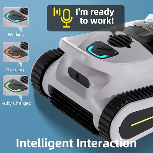 Cordless Pool Vacuum for Inground Pools, Automatic Robotic Pool Cleaner with Wall and Waterline Cleaning, Gray