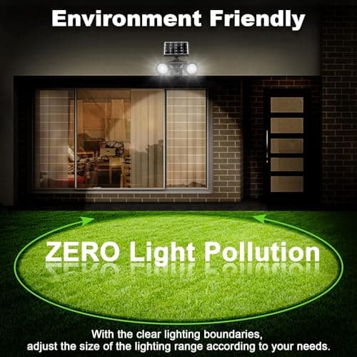 Solar Spotlight Outdoor Upgraded, Stay On All Night, 5000mAh LED Security Light Solar Powered, Exclusive Optical Solar Projector Light Auto On/Off Waterproof for Flag/Yard/House/Garden 2-Pack
