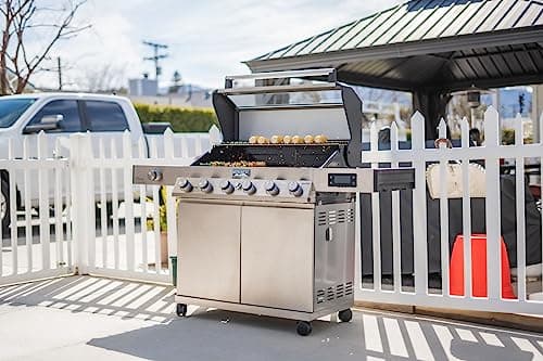 Monument Grills 6-Burner Convertible Natural Gas Smart bbq Grill Stainless Steel Denali 605 with BBQ Cover