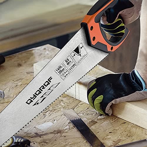 14 Inch Hand Saw, Heavy Duty Wood Saw with Ergonomical Handle Rust-proof Handsaw for Sawing Pruning Gardening Wood Plastic and Drywall (orange)