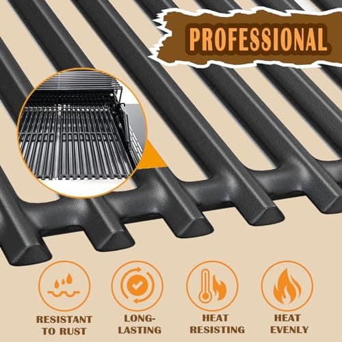 SafBbcue 17 in Cooking Grates Replacement Parts for Charbroil Tru Infrared Grill 463242715, 463242716, 463276016, 466242715, 466242815, Lowes 606682, 639322 Gas Grill, Cast Iron Cooking Grids, 3 Pack