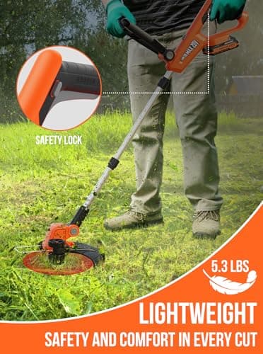 VARSK 20V 12" Cordless String Trimmer, 2 in 1 Trimmer and Edger with Auto Line Feed, 2 X 2.0Ah Batteries/1 X Fast Charger/6 X Bonus Spools Included, for Lawn, Garden, Yard, etc