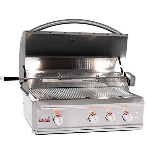Blaze BLZ-3PRO-LP BLZ-3PRO-NG 34 Inch Propane Natural Gas Built-in Grill 3 H Burners Infrared Burner & Rotisserie Kit Free Grill Cover (34" Propane)