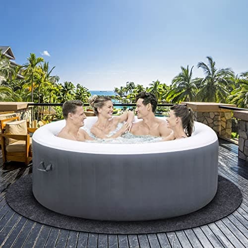 80 * 80 inch Inflatable Hot Tub Mat, Outdoor Indoor, Waterproof Slip-Proof Backing, Absorbent Spa Pool Ground Base Flooring Protector for Hot Tub