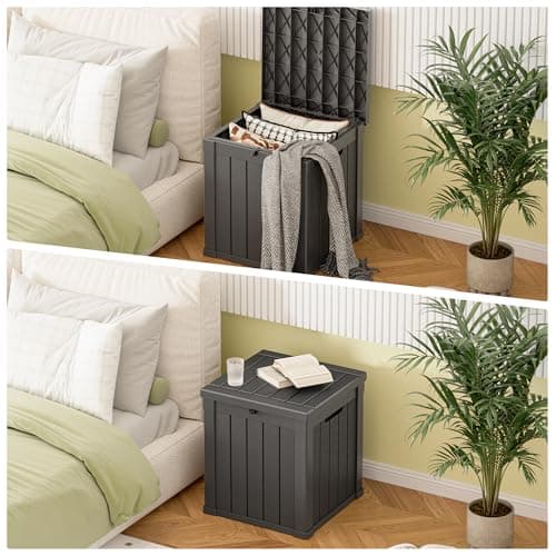 KAMABOKO 40 Gallon Resin Deck Box Large Outdoor Storage Boxes for Patio Furniture, Garden Tools, Pool Supplies, Weatherproof and UV Resistant, Lockable, Dark Black