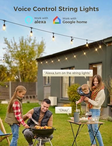 XMCOSY+ Smart Outdoor String Lights, 98Ft LED Patio Lights Waterproof IP65, App Control, Compatible with Alexa, Dimmable Edison Bulbs Outdoor Light for Yard Porch Bistro Outside