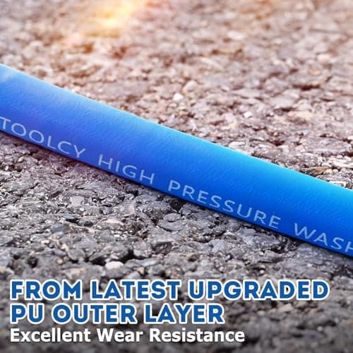 TOOLCY Wearproof Pressure Washer Hose 50ft, 3400 PSI Kink Resistant Power Washer Hose 1/4 in., Replacement Power Wash Hose with M22 and 3/8" Quick Connection Kit for Gas & Electric
