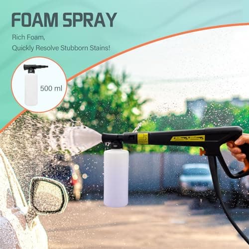 Electric Pressure Washer 4800PSI-Max 2.9GPM Pressure Washer with 25 FT Hose, 4 Quick Connect Nozzle,16.9 Oz Soap Tank Orange Cleaning for Pool, Patio, Car