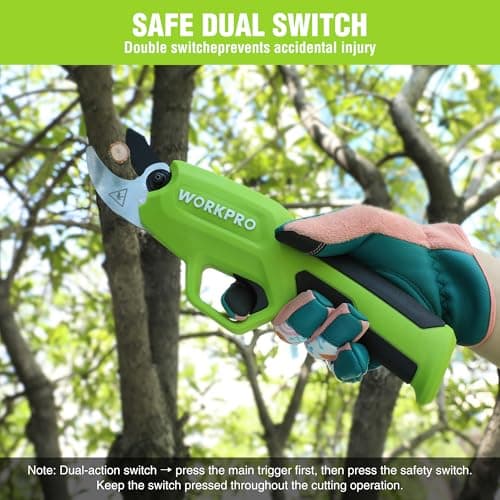 WORKPRO 7.2V Electric Pruning Shears, Battery Powered Pruning Shears, Cordless Tree Pruner, 0.8 Inch Cutting Diameter, Branch Cutter Gardening Scissors with Rechargeable Battery