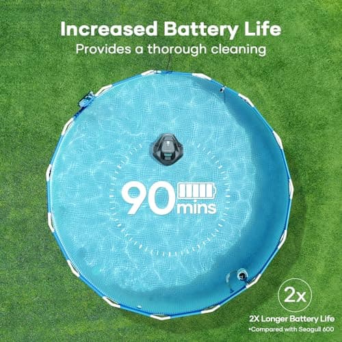 AIPER Cordless Robotic Pool Cleaner, Pool Vacuum with Self-Parking Technology, Portable, Ideal for Above-Ground Flat Pool up to 40 Feet, Grey