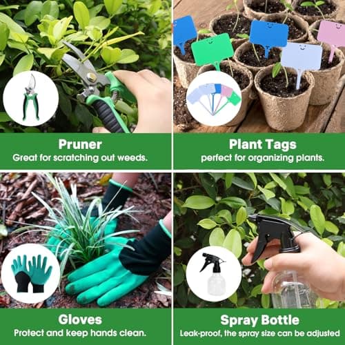 10-Piece Gardening Tool Set with Heavy Duty Rust-Resistant Hand Tools, Durable Floral Organizer Tote Bag, and Gardening Gloves – Perfect Gardening Gifts for Women and Beginners