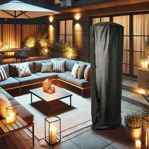 Full-Length Outdoor Vinyl Cover for Spiral Flame LPG Patio Heaters with 21" Round Reflectors