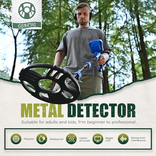 Metal Detector for Adults Waterproof-Professional Higher Accuracy Gold Detector with LCD Display,5 Mode,Advanced DSP Chip 12" Coil Metal Detector