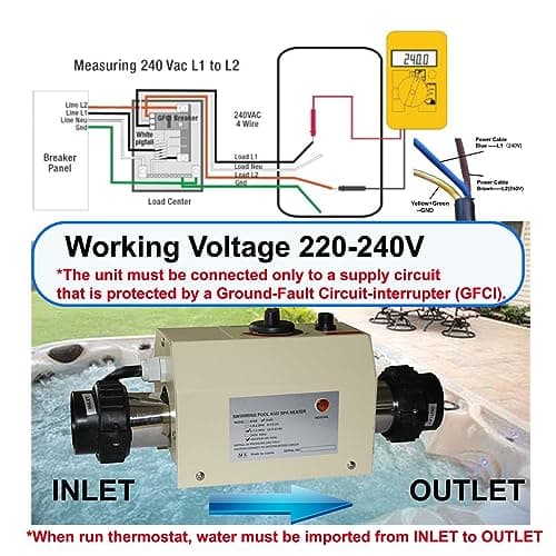 Pool Heater-3KW 220V 240V Electric Pool Water Heater, Upgrade Portable Constant Temperature Control Pool Warmers for Above Ground Pools, Thermostat Used for Spa, Bathtub, Mini Swimming Pool
