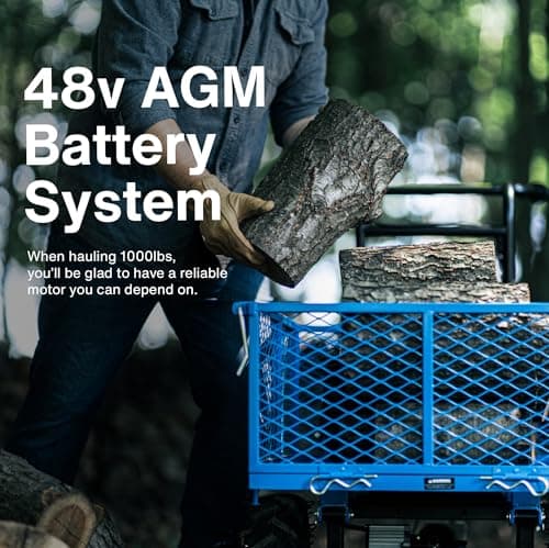 Landworks AGM Electric Utility Cart - 500W Lead-Acid Battery-Powered Power Wagon, 500 lbs Load Capacity & 1000 lbs Towing, Heavy-Duty Motorized for Garage, Warehouse, and Outdoor Use