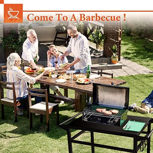 20"x32" Double-Shelf Grill Table Movable Grill Cart, Outdoor Food Prep and Pizza Oven Table, Grill Stand Fits Blackstone Griddle 17" 22"
