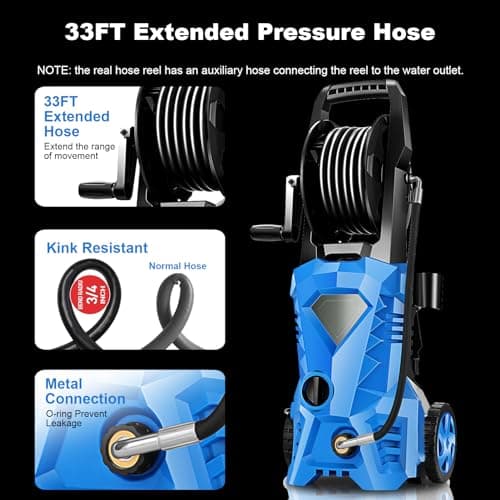 4500PSI Electric Pressure Washer 2.8GPM Power Washer 1600W High Pressure Cleaner Machine with 4 Nozzles Foam Cannon Powerwasher for Home use, 2-Year Limited (Blue)