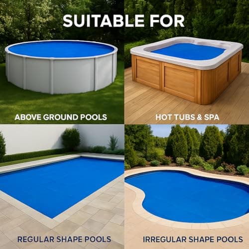 SunHeater Pool Solar Blanket - Heavy Duty Rectangular Thermal Cover with Bubbles - Heat Transfer Solar Pool Heater for In-Ground Swimming Pools - Durable 12 Mil Thick Polyethylene - 14' x 28' Feet