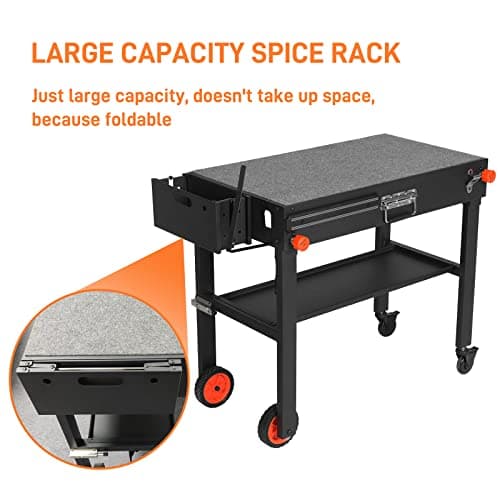 Grill Table, Blackstone Griddle Stand, Grill Carts Outdoor With Wheels, Used for Blackstone Griddle And Weber, Foldable Quickly Ninja Grill Stand Suitable for Travel/Camping