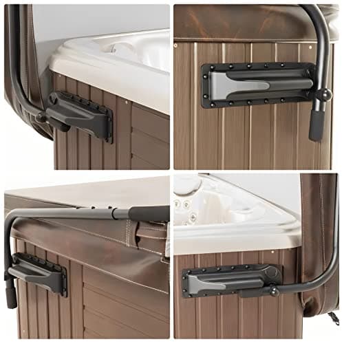 Spa Cover Lifts - Pivot Top Mount Spa & Hot Tub Cover Lift Removal System Reinforced Brackets with 3 Hook Towel Rack Fits Most Spas & Hot Tubs