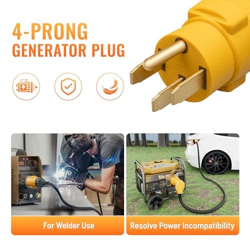 MECMO Nema 14-50P to 6-50R Welder Compact Adapter Cord, 50 Amp 4 Prong RV Generator Male Plug to 3 Prong Welder Outlet for Welder Welding Generator, Heavy Duty 14-50 Male to 6-50 Female Power Adapter