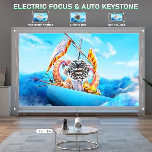 [Netflix Officially & Electric Focus] Projector with WiFi and Bluetooth, XuanPad Full HD 1080P Portable Projector, 210° Rotatable Stand, Auto Keystone, Dust Removal and Heat Dissipation Design