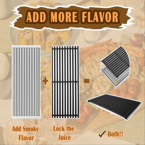 SafBbcue 17 in Cooking Grates Replacement Parts for Charbroil Tru Infrared Grill 463242715, 463242716, 463276016, 466242715, 466242815, Lowes 606682, 639322 Gas Grill, Cast Iron Cooking Grids, 3 Pack