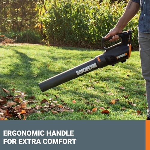 WORX WG547 20V Cordless Leaf Blower, Electric Blower with Turbine Fan, Blowers for Lawn Care with 2 Speed Control, Battery & Charger Included