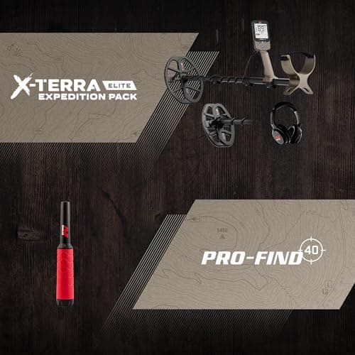 MINELAB X-Terra Elite Expedition, Waterproof, All Terrain Treasure Metal Detector, Multi-IQ Precision Targeting, Included V8X Coil, V12X Coil, ML85 Headphones, Charging Cable & PRO-FIND 40 Pinpointer