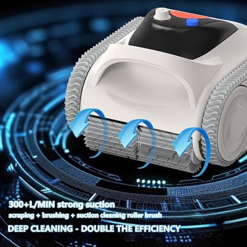 Wall and Waterline Cleaning Vacuum Pool Vacuum, Cordless Pool Robot or Inground Pools, 300+L/MIN Large Suction Last 150 Mins, up to3500 sq.ft, 0-90° Wall-Climbing