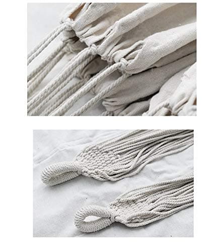 Hammock Brazilian Double Hammocks Soft Comfortable Fabric Cotton Canvas Hanging Portable Two Person Hammock Boho Fringe Large for Adults Backyard Travel