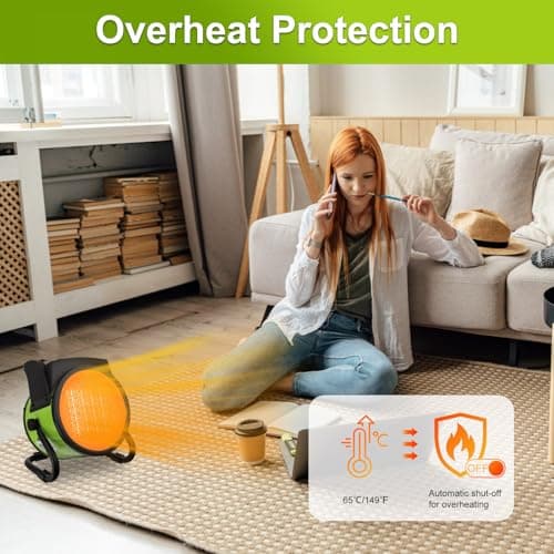 1500W Portable Outdoor Heater - Portable Space Heater with Overheat Protection & 3S Fast Heating, Electric Garage Heaters for Patio, Garage, Bedroom, Office