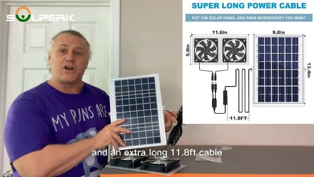 SOLPERK Solar Fan for Greenhouse, 10W Solar Powered Fan for Chicken Coop, Waterproof Solar Exhaust Fan for Shed with 11.8ft/3.6m Cable