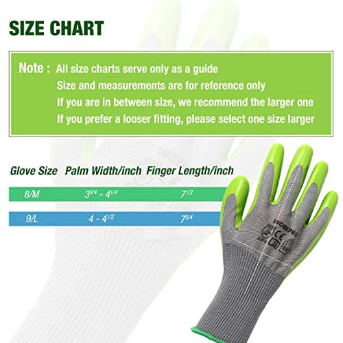 WORKPRO 6 Pairs Garden Gloves, Work Glove with Eco Latex Palm Coated, Working Gloves for Weeding, Digging, Raking and Pruning(L)