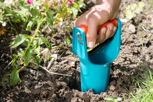 Gardena Bulb Planter - Ideal Accessory for Laying Bulbs with Automatic Release Mechanism and Depth Scale, Made Steel with Duroplast Coating (3412-20)