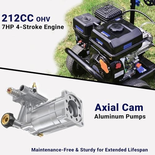 3600PSI Gas Pressure Washer, 2.3GPM Heavy-Duty High Power Washer with 212CC Engine, 5 Quick-Connect Nozzles, 30ft High-Pressure Hose & Hose Reel, Maintenance-Free Aluminum Axial Cam Pump