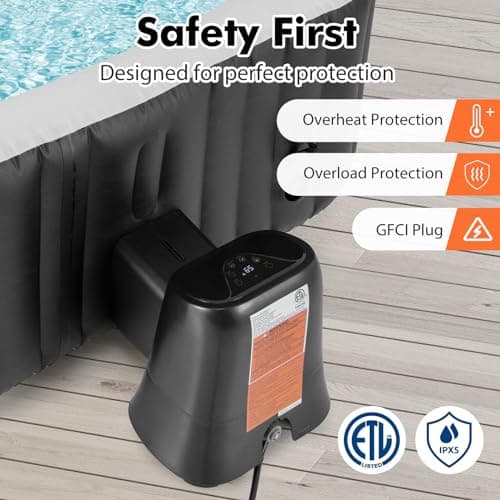 Goplus Electric Heater Pump for Inflatable Hot Tub, 1350W SPA Control Center for Bubble, Filtration & Heating, Water Heater Control with Touch Panel & LED Display, SPA Management System