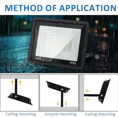 50W LED Flood Light Outdoor, 5000LM Super Bright Floodlight Outside Work Light with Plug, 6500K Daylight White LED Flood Light Outdoor, IP66 Waterproof Outdoor Flood Light-1Pack