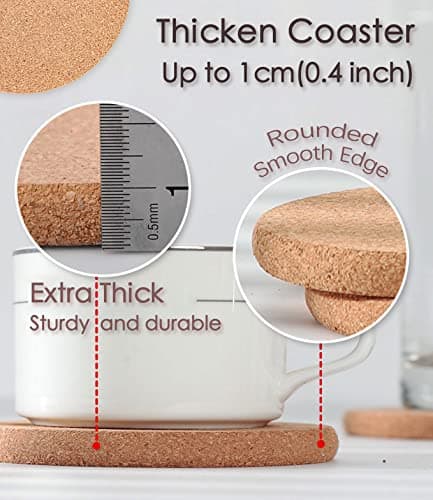 Cork Trivet, 6 Pack High Density Thick Cork Trivets for Hot Dishes and Hot Pots, 8 Inch Heat Resistant Large Coaster for Kitchen, Hot Pads for Table & Countertop