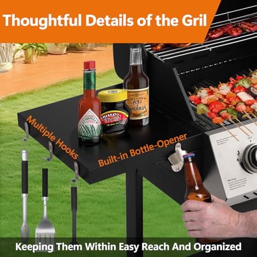5-Burner Propane Gas Grill,griddle grill combo Double Grills with Storage space,54,000 BTU 627 SQ.IN.Output Stainless Steel Grill for Outdoor Cooking Kitchen, Garden and Patio Backyard Barbecue