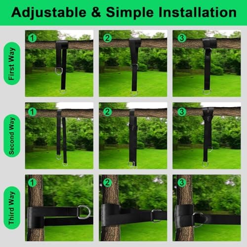 Tree Swing Hanging Straps Kit Holds 2000 lbs,5ft Extra Long Straps Strap with Safer Lock Snap Carabiner Hooks Perfect for Tree Swing & Hammocks, Carry Pouch Easy Fast Installation (5 ft)
